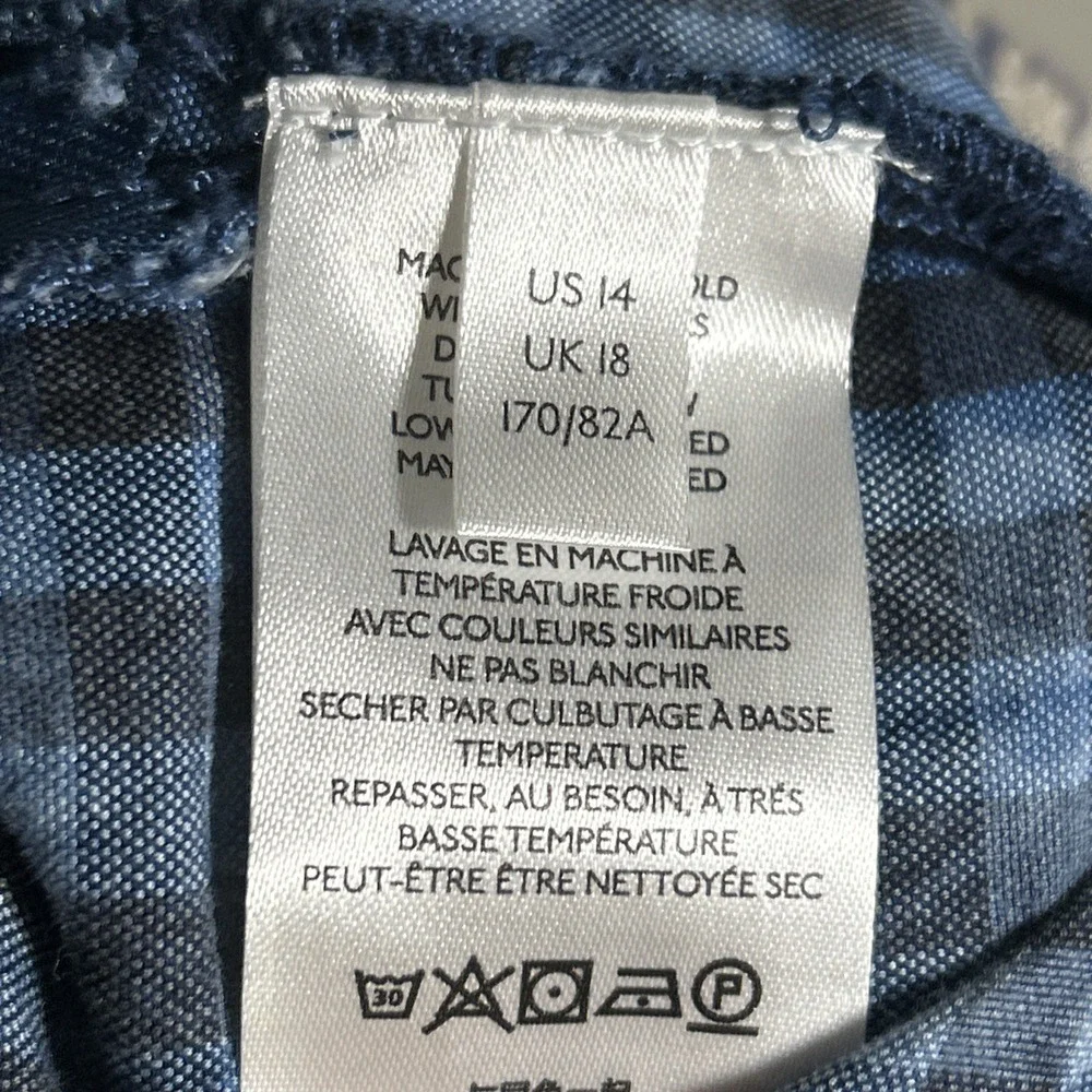 Maeve by Anthropologie Avryl Pants Womens 14  Blue Black Check Belted